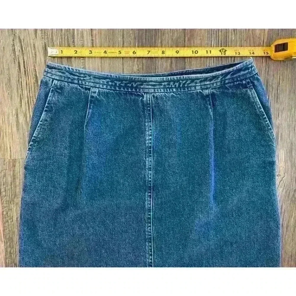 Jones New York Skirt Women’s Sz 10P Country Denim Jean Maxi Back Slit Vtg - Picture 5 of 13